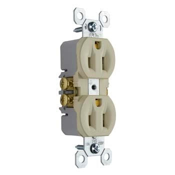 Pass & Seymour 15A/125V Trademaster® Duplex Receptacle, Ivory (15A 125V, Ivory)