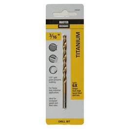 3/16 x 3-1/2-In. High-Speed Steel Drill Bit, Titanium Coated