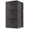 Storage Tower, 3 Drawer, Espresso Weave, 15 x 12-5/8 x 24-In.