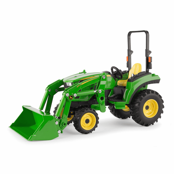 John Deere 1:16 Scale 2038R Tractor Toy with Loader (durable die-cast and tough plastic)