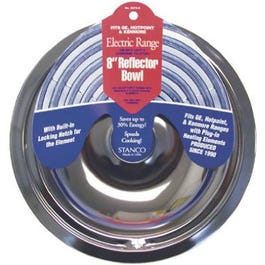 Electric Range Reflector Bowl, Lock Notch, Chrome, 8-In.