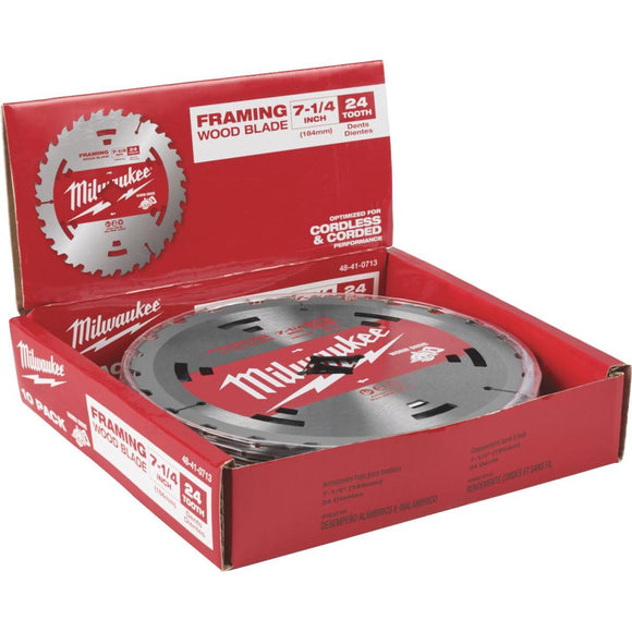 Milwaukee 7-1/4 In. 24-Tooth Standard Framing Worm Drive Circular Saw Blade, Bulk