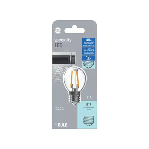 GE Specialty S11 LED Light Bulb Appliance Microwave Bulb 40 Watt Replacement E17 Intermediate Base