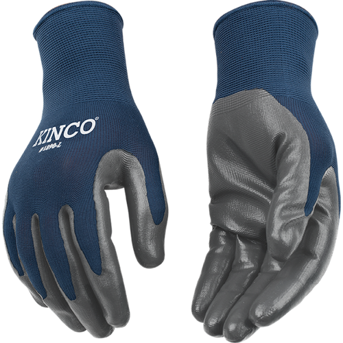 Kinco Polyester Knit Shell & Nitrile Palm (Medium, Navy Blue, 54% Nitrile 46% Polyester)