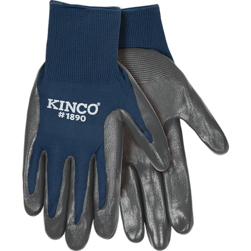 Kinco Polyester Knit Shell & Nitrile Palm (Medium, Navy Blue, 54% Nitrile 46% Polyester)