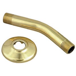 Shower Arm & Flange, Brass, 1/2-In. Male Iron Pipe x 6-In.