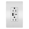 USB Charger Wall Plate With Duplex Outlet, Type A/C, White, 6.0A, 15-Amp