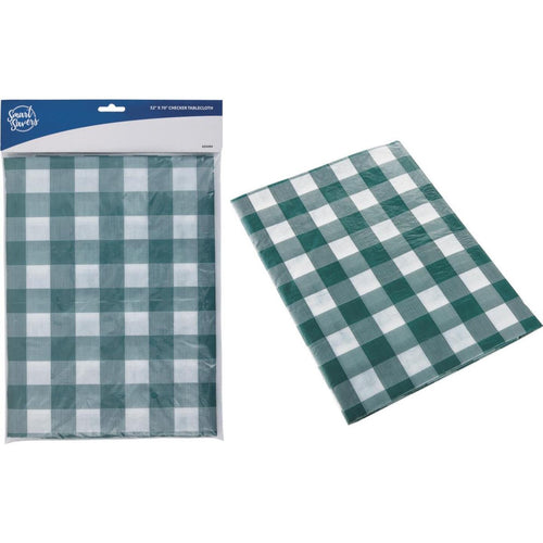 Smart Savers 52 In. W. x 70 In. L. Green & White Checkerboard Tablecloth