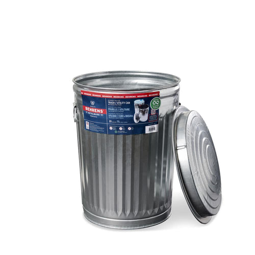 Behrens 20 Gallon Galvanized Steel Trash Can with Lid