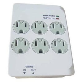 Outlet Surge Tap, 1200 Joules, 6-Outlet With Phone Jack, White Plastic