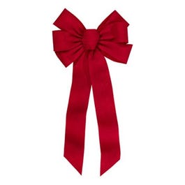 Bow Ornament, 7-Loop, Red Embossed, 12 x 26 x 3-In.