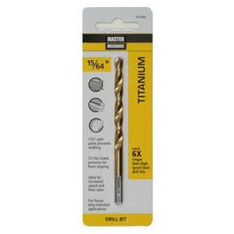 15/64 x 3-7/8-In. High-Speed Steel Drill Bit, Titanium Coated