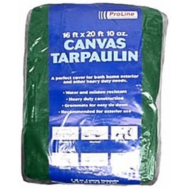 Canvas Tarp, Hunter Green, 12 x 16-Ft., 10-oz.