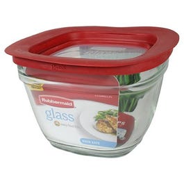 Food Storage Container, Square, Glass, 5.5-Cup