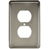 Duplex Wall Plate, 1-Gang, Stamped, Round, Satin Nickel Steel