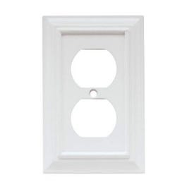 Duplex Wall Plate, 1-Gang, Wood Architectural, White MDF Material