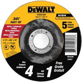 Metal Cutting Wheel, 4.5 x .045 x 7/8-In., 5-Pack