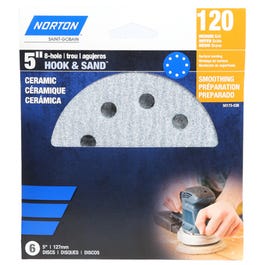 8-Hole Ceramic Sanding Discs, 120 Grit, 5-In., 3-Pk.