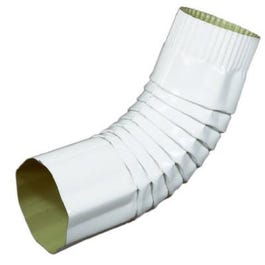 Gutter Elbow, Corrugated Round, White Aluminum, 4-In.