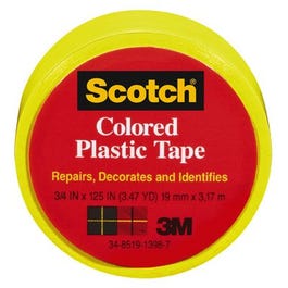 Plastic Tape, Yellow, 3/4 x 125-In.