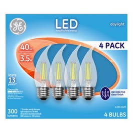 Decorative LED Light Bulbs, Daylight, Clear, 300 Lumens, 3.5-Watts, 4-Pk.