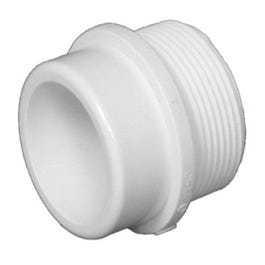 DWV PVC Pipe Fitting, Adapter, White, 2-In. Spigot x 2-In. MPT