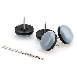 Furniture Sliders, Nail-On, Gray Blue, Round, 7/8-In., 4-Pk.