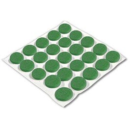 Felt Bumpers, Self-Adhesive, Green, Round, 3/8-In., 25-Pk.