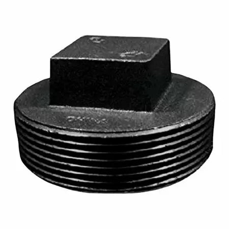 B & K Industries Black Square Head Plug 150# Malleable Iron Threaded Fittings 3