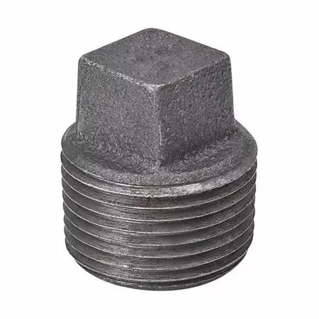 B & K Industries Black Square Head Plug 150# Malleable Iron Threaded Fittings 4