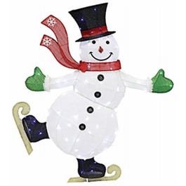 LED Christmas Outdoor Decoration, Skating Snowman, 54-In.