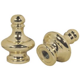 Lamp Finial, Brass Finish Knob, 1.25-In., 2-Pk.