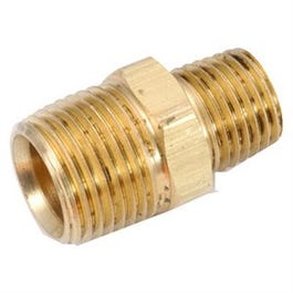 Pipe Fitting, Hex Reducing Nipple, Lead-Free Brass, 3/4 x 1/2-In.