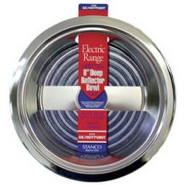 Electric Range Reflector Bowl, Deep Inset, Chrome, 8-In.