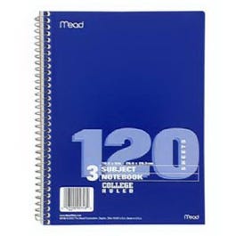 3-Subject Spiral Notebook, 10.5 x 8-In., 120-Ct.