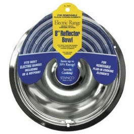 Electric Range Reflector Bowl, Removable Element, Chrome, 8-In.