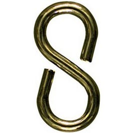 Closed S Hook, Light-Duty, Brass, 7/8-In.