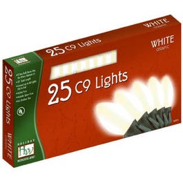 Christmas Lights Set, White Ceramic C9 Bulbs, 25-Ct.