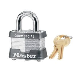 4-Pin Keyed Padlock, Laminated Steel, 1-9/16 In.