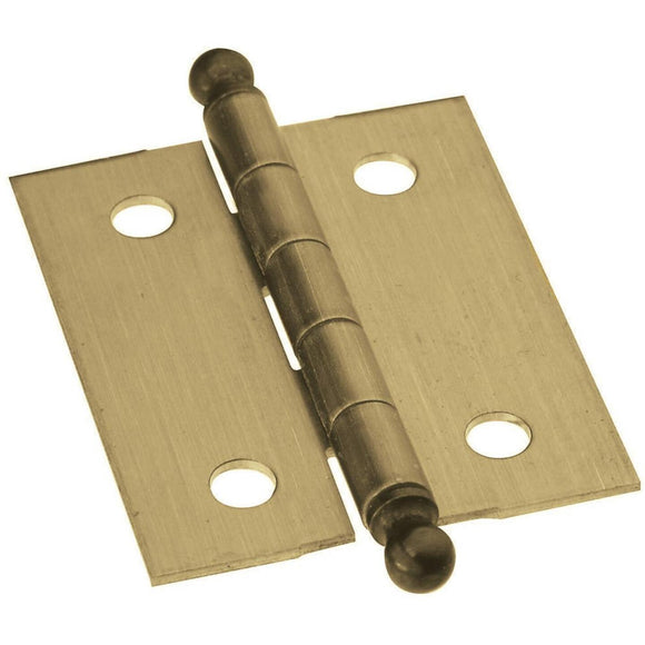 National 1-1/4 In. x 1-1/2 In. Antique Brass Ball Tip Hinge (2-Pack)