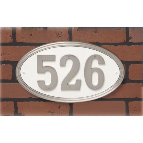 Hy-Ko Prestige Series Plastic Oval Satin Nickel Address Plate