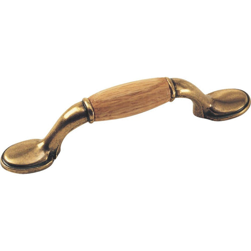 Laurey Oak & Brass First Family with Accent 3 In. Cabinet Pull