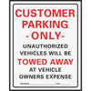 Hy-Ko Commercial Grade Plastic Sign, Customer Parking Only