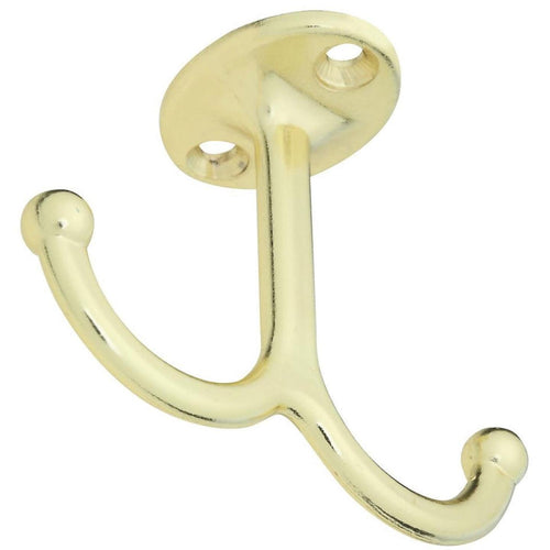 National Brass Undershelf Wardrobe Hook, 2 per Card