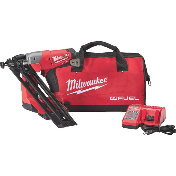 Milwaukee M18 FUEL 18-Volt Lithium-Ion Brushless 15-Gauge 2-1/2 In. Angled Cordless Finish Nailer Kit