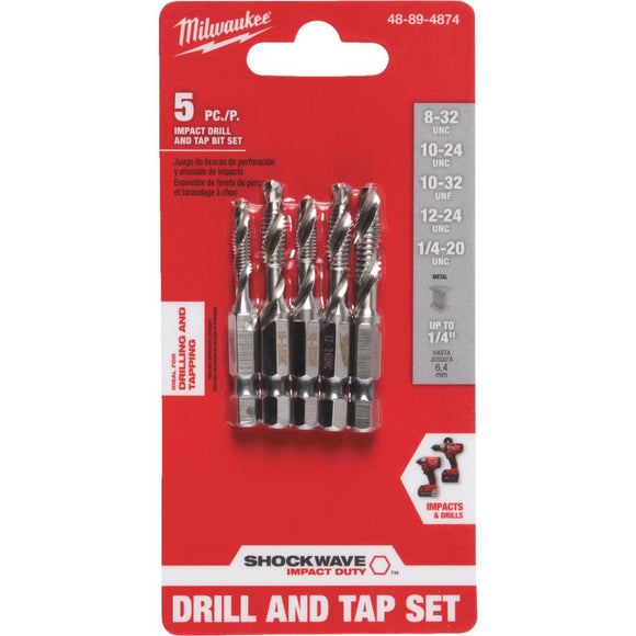 Milwaukee Shockwave SAE Impact Drill Tap Bit Set (5-Piece)