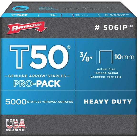 Arrow T50 Pro-Pack Heavy-Duty Staple, 3/8 In. (5000-Pack)