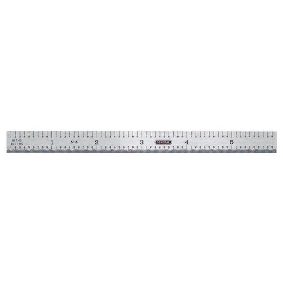 General Tools 6 In. Rigid Steel Industrial Precision Straight Edge Ruler