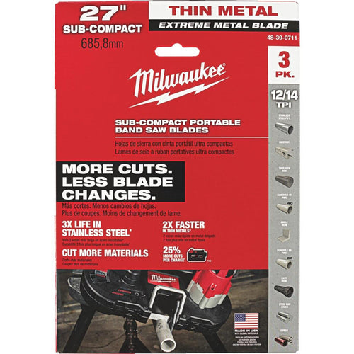 Milwaukee 27 In. 12/14 TPI Extreme Metal Band Saw Blade (3-Pack)