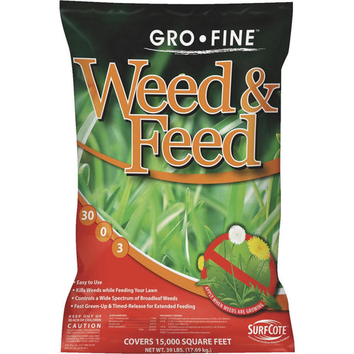 Gro-Fine Weed & Feed 39 Lb. 15,000 Sq. Ft. 30-0-3 Lawn Fertilizer with Weed Killer